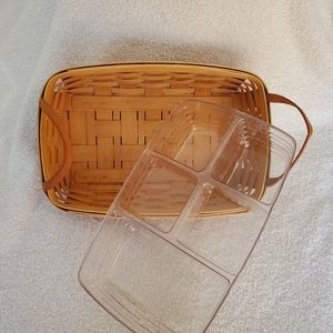 Large Longaberger rectangular basket, 14"x9.5"x4.5" EUC, plastic protector